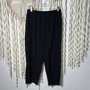 Habitat Elastic Waist Pull On Black Textured Pant with Button Detail at Ankle M